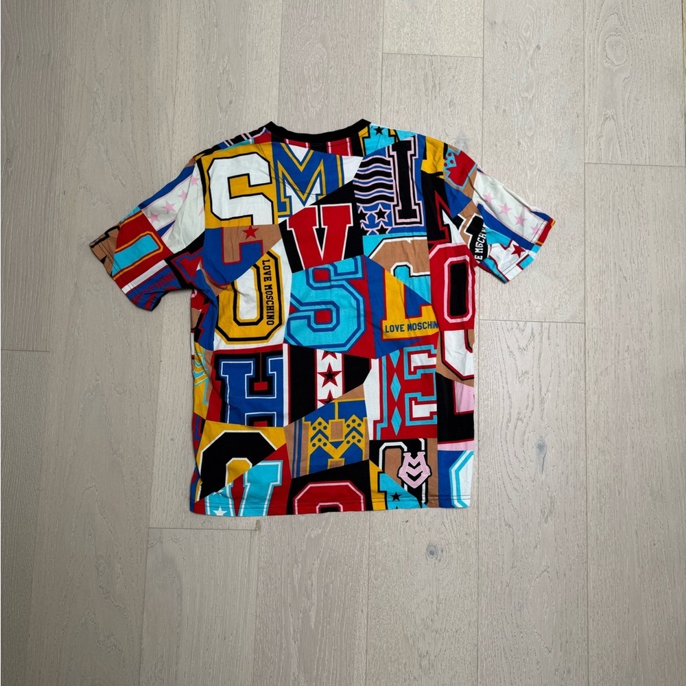 LOVE MOSCHINO Graphic Patchwork Logo T-Shirt – Size XL - Picture 3 of 7